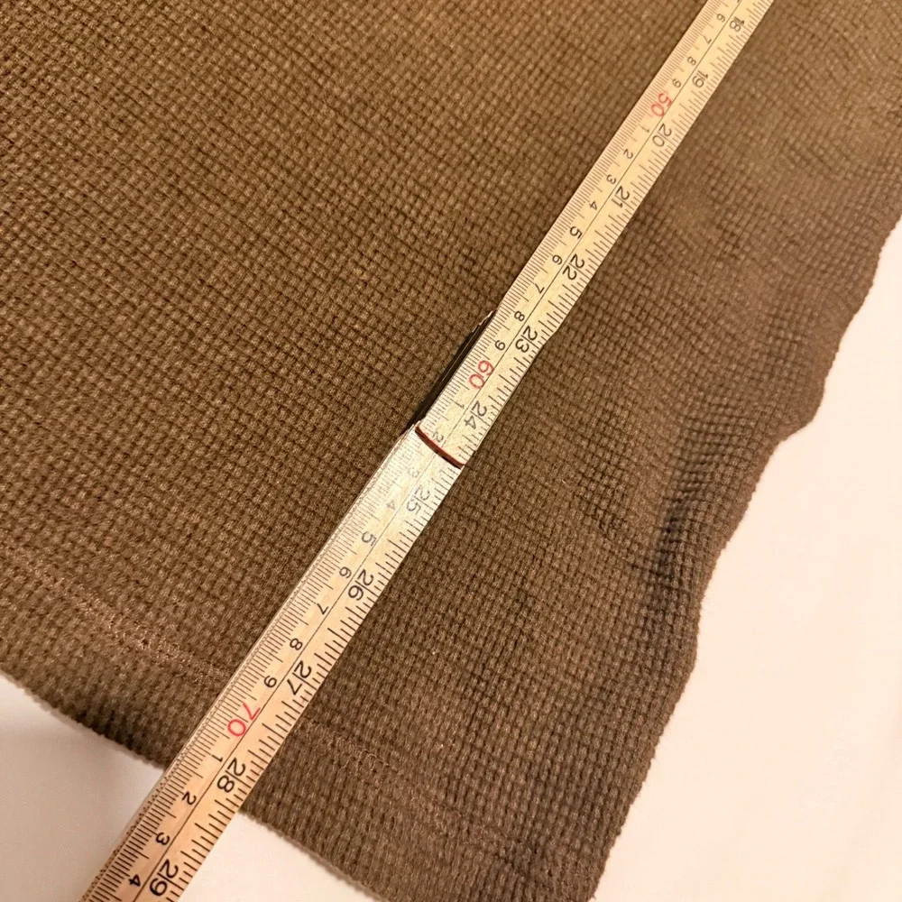 Polo Ralph Lauren Thermal Mens XL Brown Custom Slim Fit Waffle Knit Long Sleeve